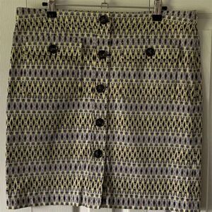 W by Worth Women's‎ Geometric Button-Up Mini Skirt Size 6 Multicolor
